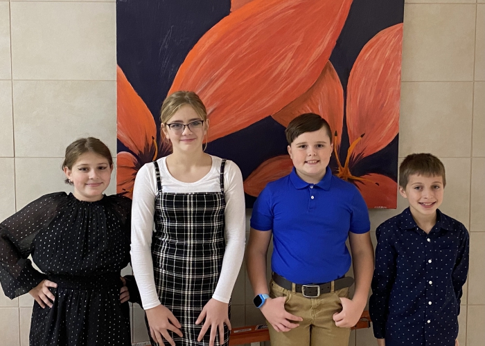 Chorus students Amelia Crast, McKenzie McGrath, Orrin Mautz Burnett and Logan Allen represented Sandy Creek at the All County Music Festival in Fulton. 