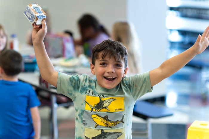 A student enjoys a lunch at SCCS